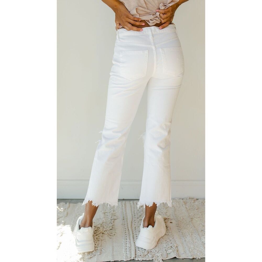 Free People White Maggie Mid Rise Straight Leg Jeans - Picture 14 of 14